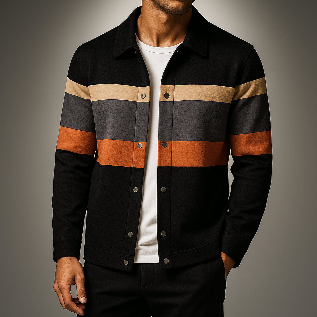 Men's Cardigan Blue Recycled Blend Lightweight with Pouch Pockets