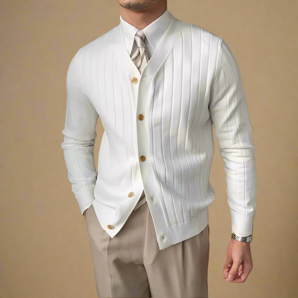 Men's Cardigan Grey Recycled Blend V-Neck