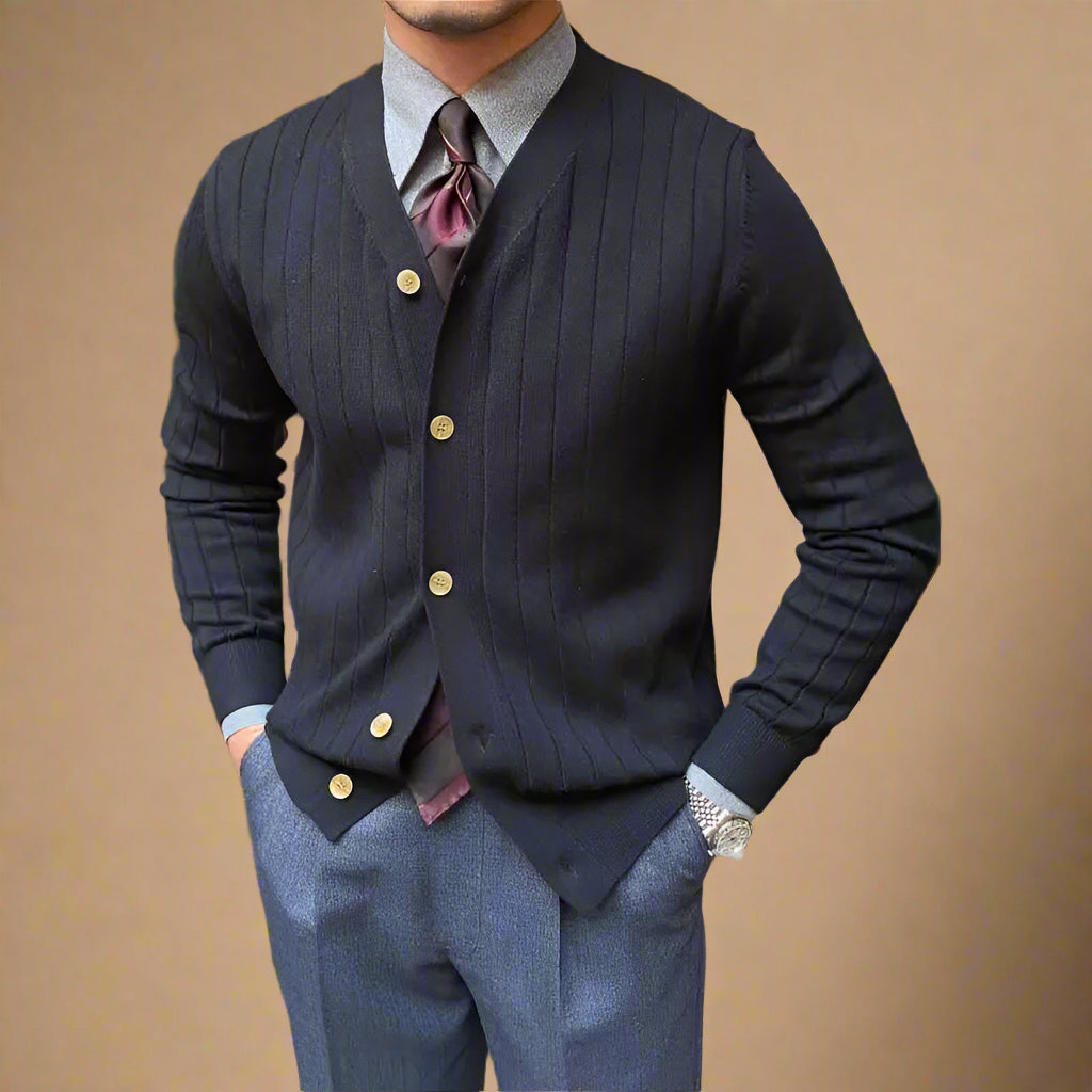 Men's Cardigan Grey Recycled Blend V-Neck