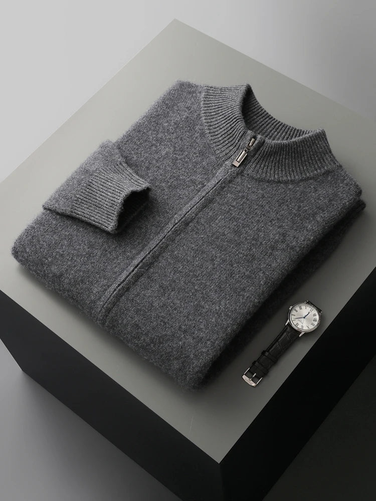 Men's Cardigan and Pants Set Grey 100% Merino Wool 5