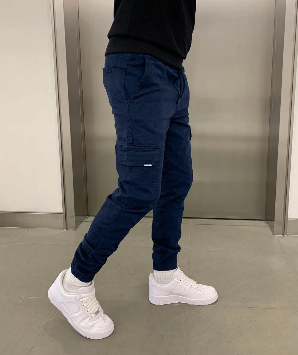 Men's Cargo Joggers Black Cotton - Best Joggers for Men, Comfortable Fit