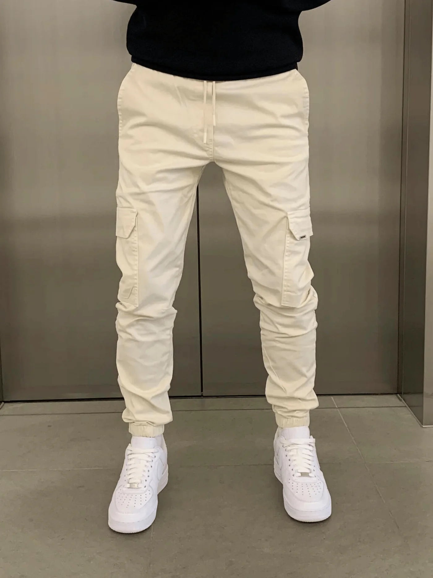 Men's Cargo Joggers Black Cotton - Best Joggers for Men, Comfortable Fit