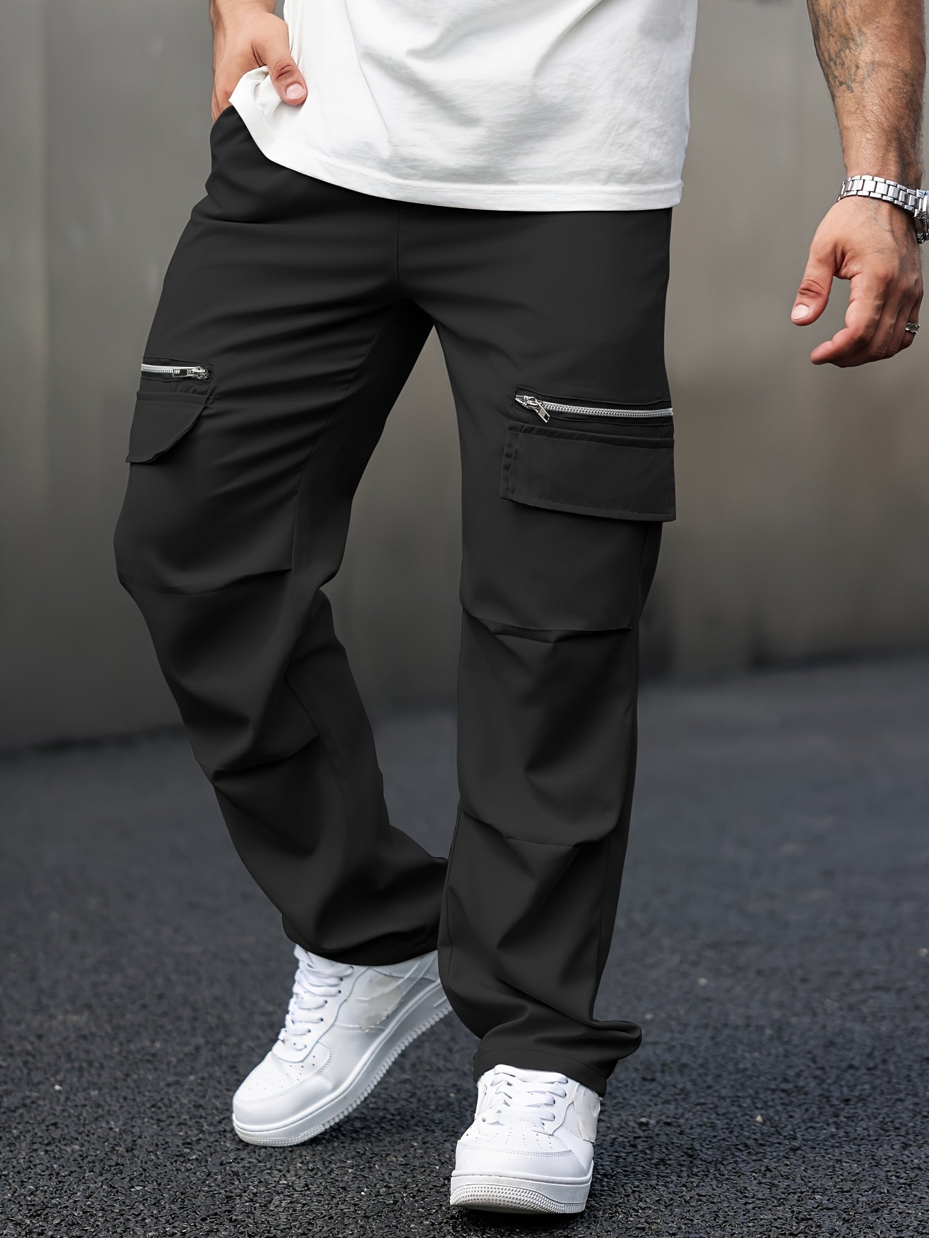Men's Cargo Pants Gray Cotton Blend Casual Trousers 1
