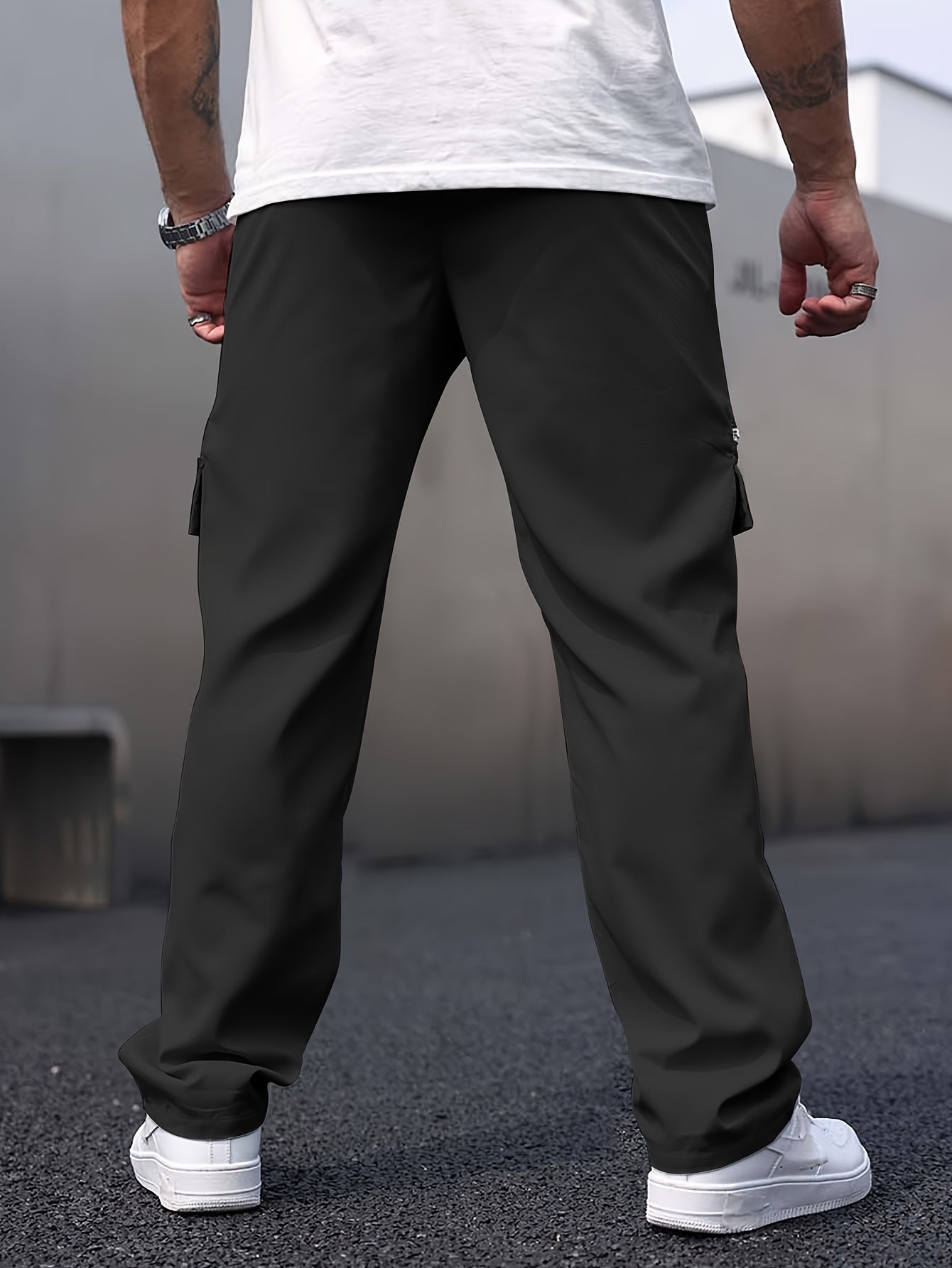 Men's Cargo Pants Gray Cotton Blend Casual Trousers 2