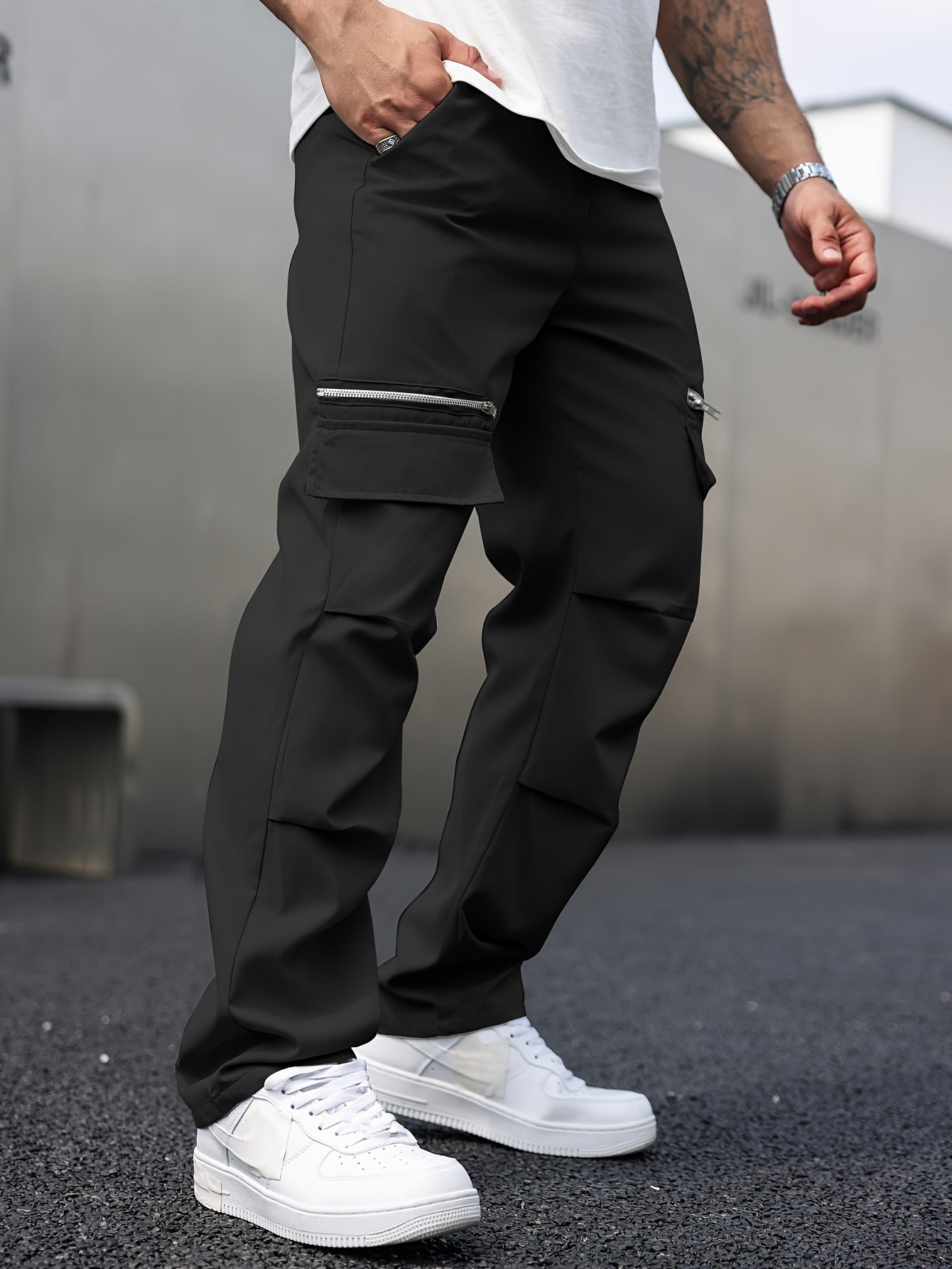 Men's Cargo Pants Gray Cotton Blend Casual Trousers 3