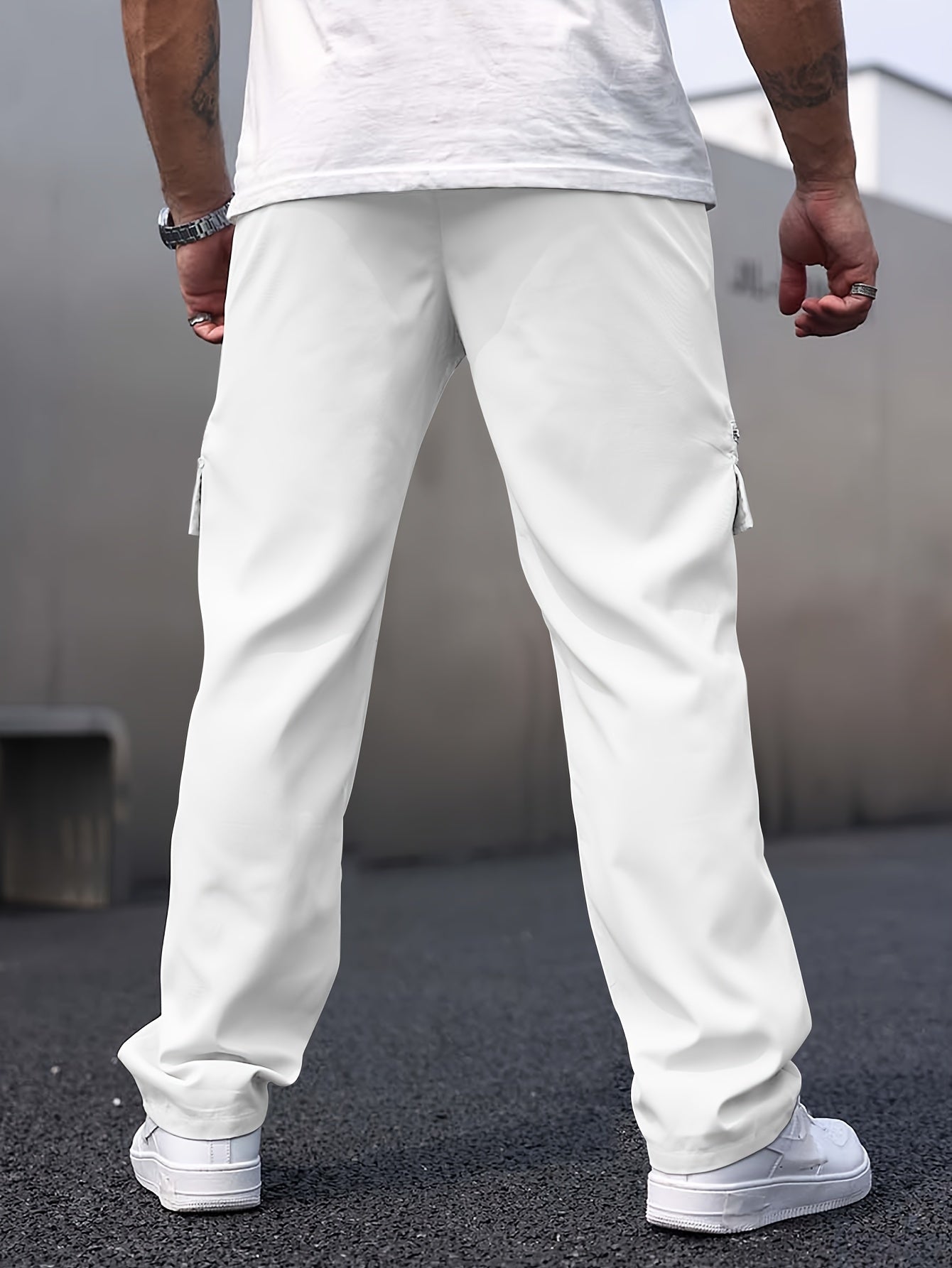 Men's Cargo Pants Gray Cotton Blend Casual Trousers 7