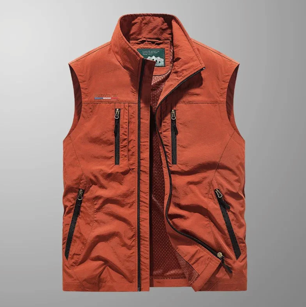 Men's Cargo Vest Gray Lightweight Fabric 0