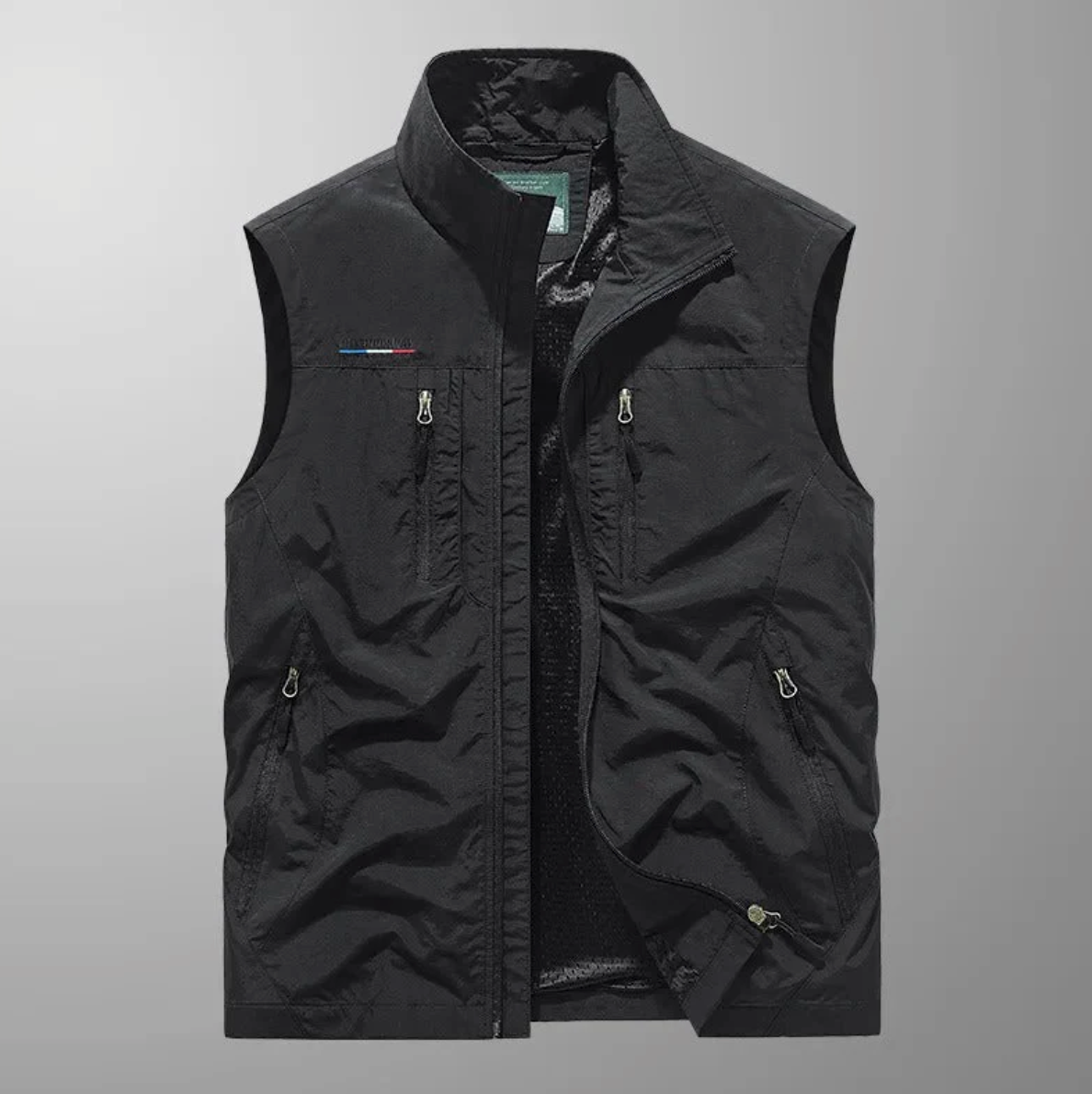 Men's Cargo Vest Gray Lightweight Fabric 1