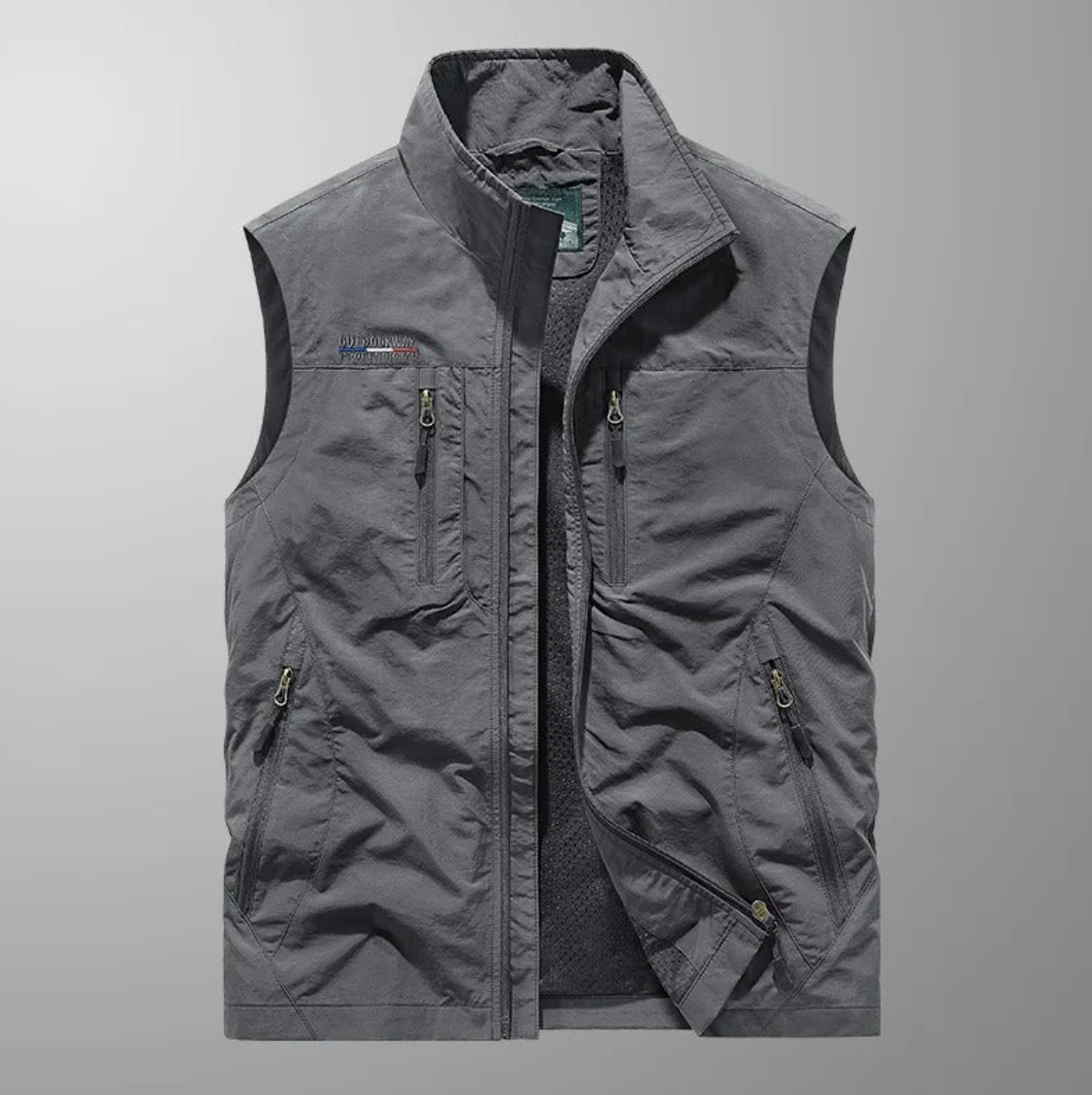 Men's Cargo Vest Gray Lightweight Fabric 2