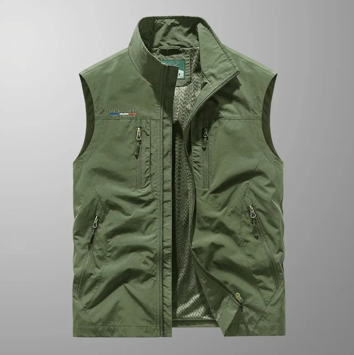 Men's Cargo Vest Gray Lightweight Fabric 3