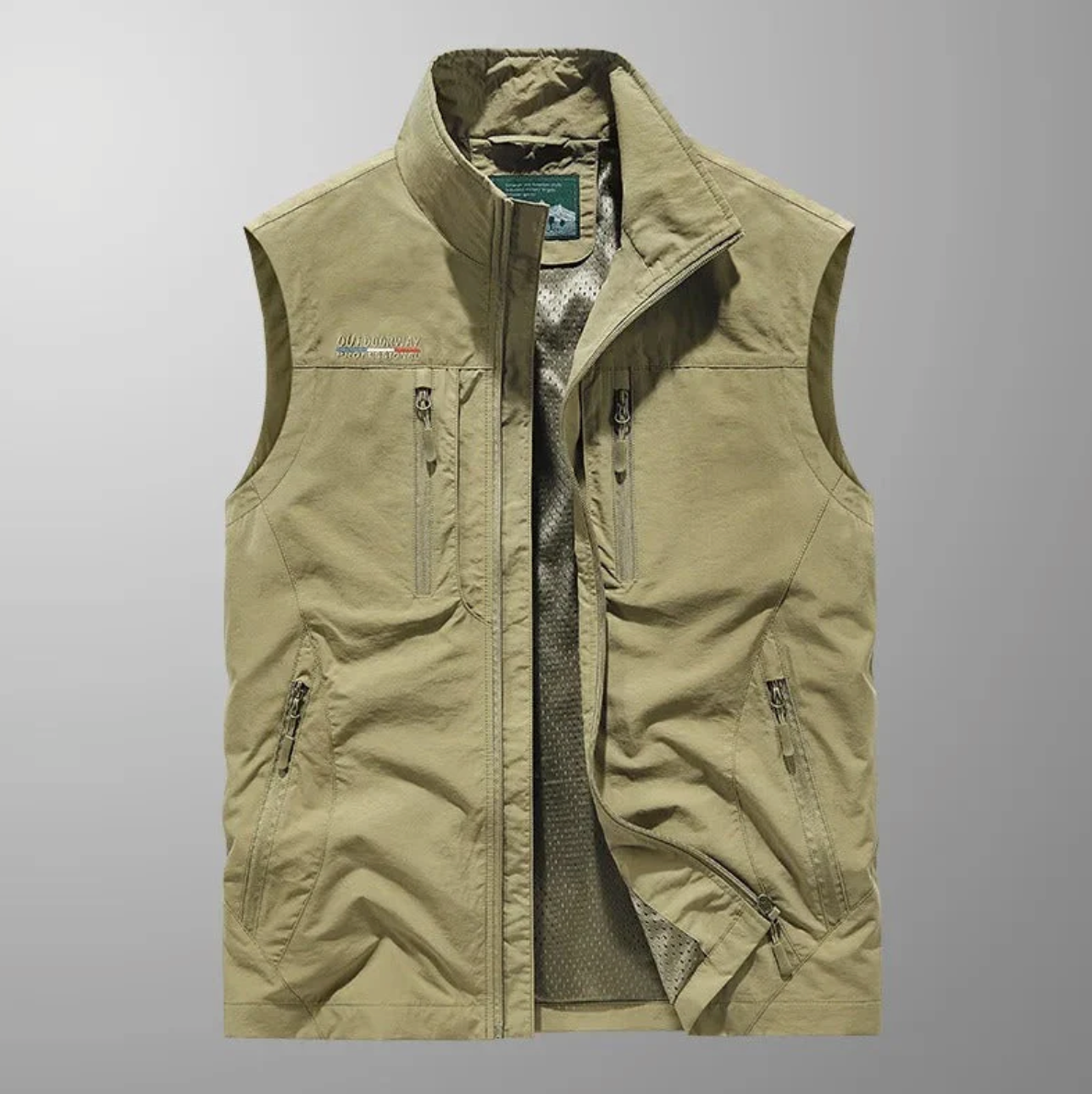 Men's Cargo Vest Gray Lightweight Fabric 4