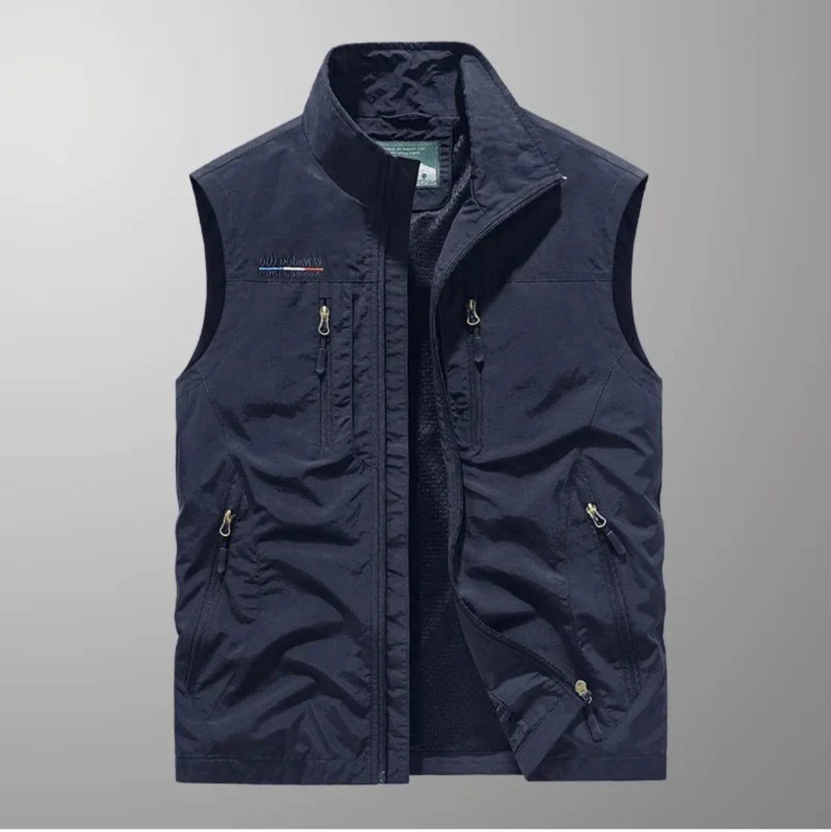 Men's Cargo Vest Gray Lightweight Fabric 5