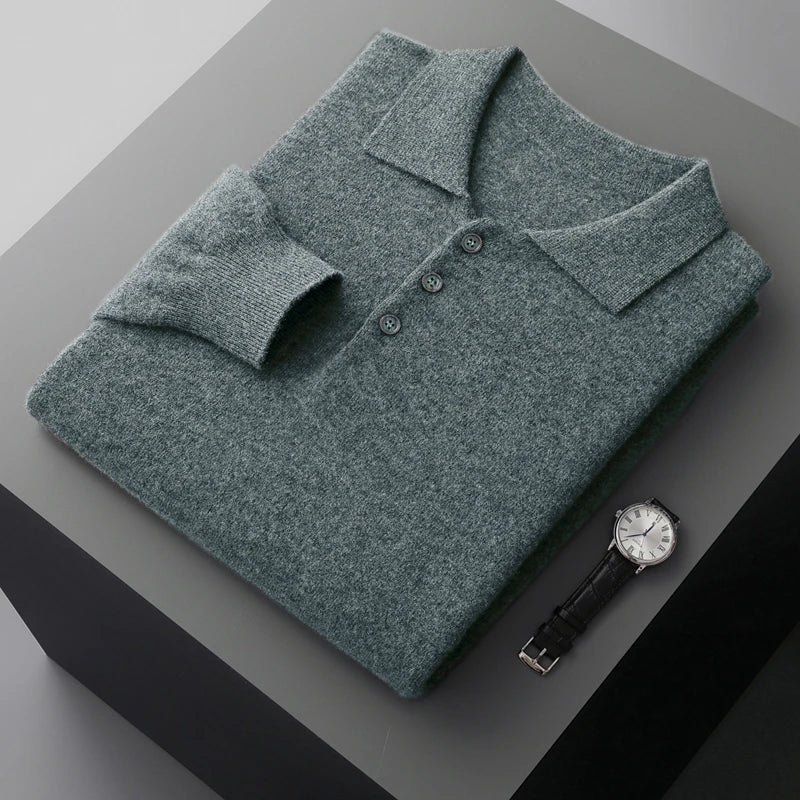Men's Cashmere Sweater Grey 100% Merino Wool 10