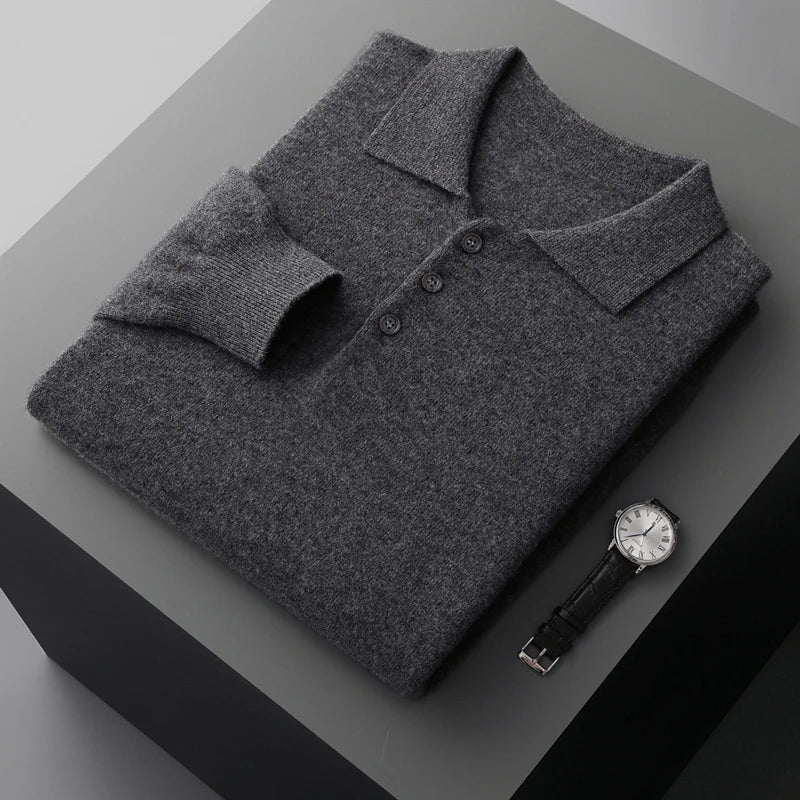 Men's Cashmere Sweater Grey 100% Merino Wool 11
