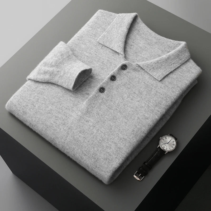 Men's Cashmere Sweater Grey 100% Merino Wool 6