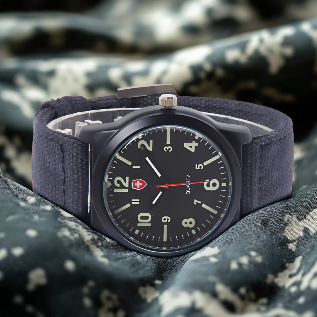 Men's Casual Sports Watch Black Canvas