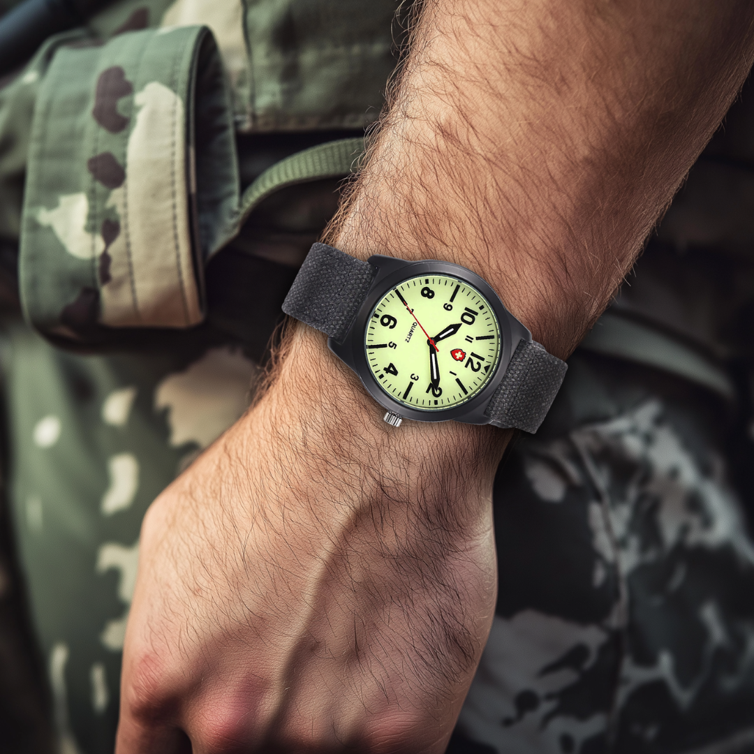 Men's Casual Sports Watch Black Canvas
