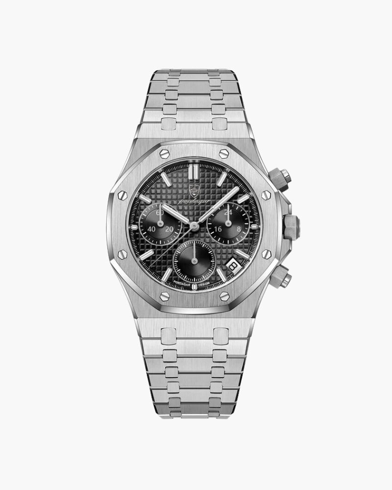 Men's Chronograph Watch Black Stainless Steel