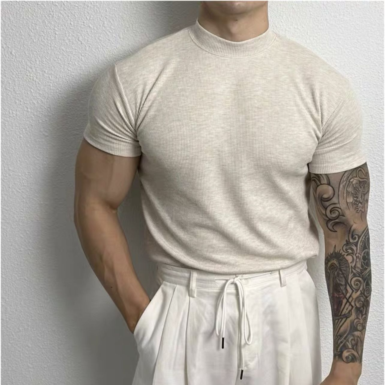 Men's Dress Shirt Blue Breathable Fabric