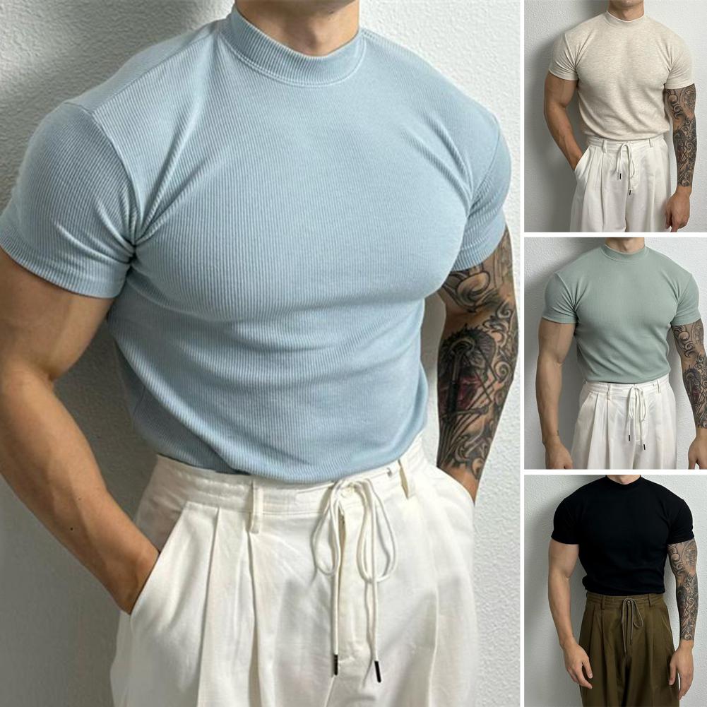 Men's Dress Shirt Blue Breathable Fabric
