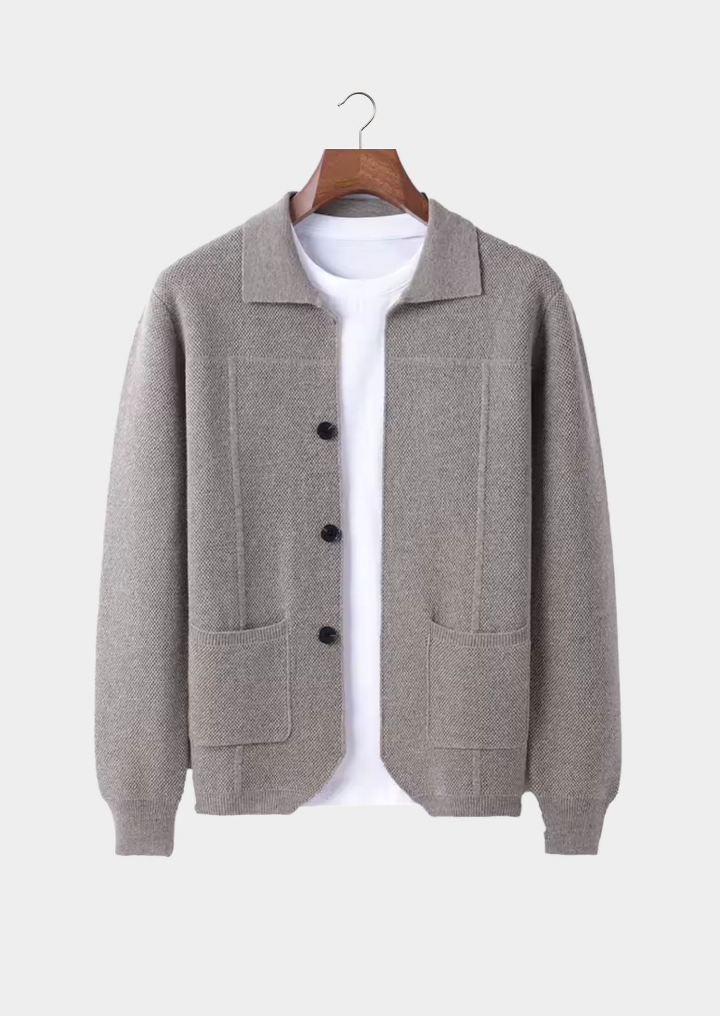 Men's Grey Wool Overshirt Extra-Fine Merino 1