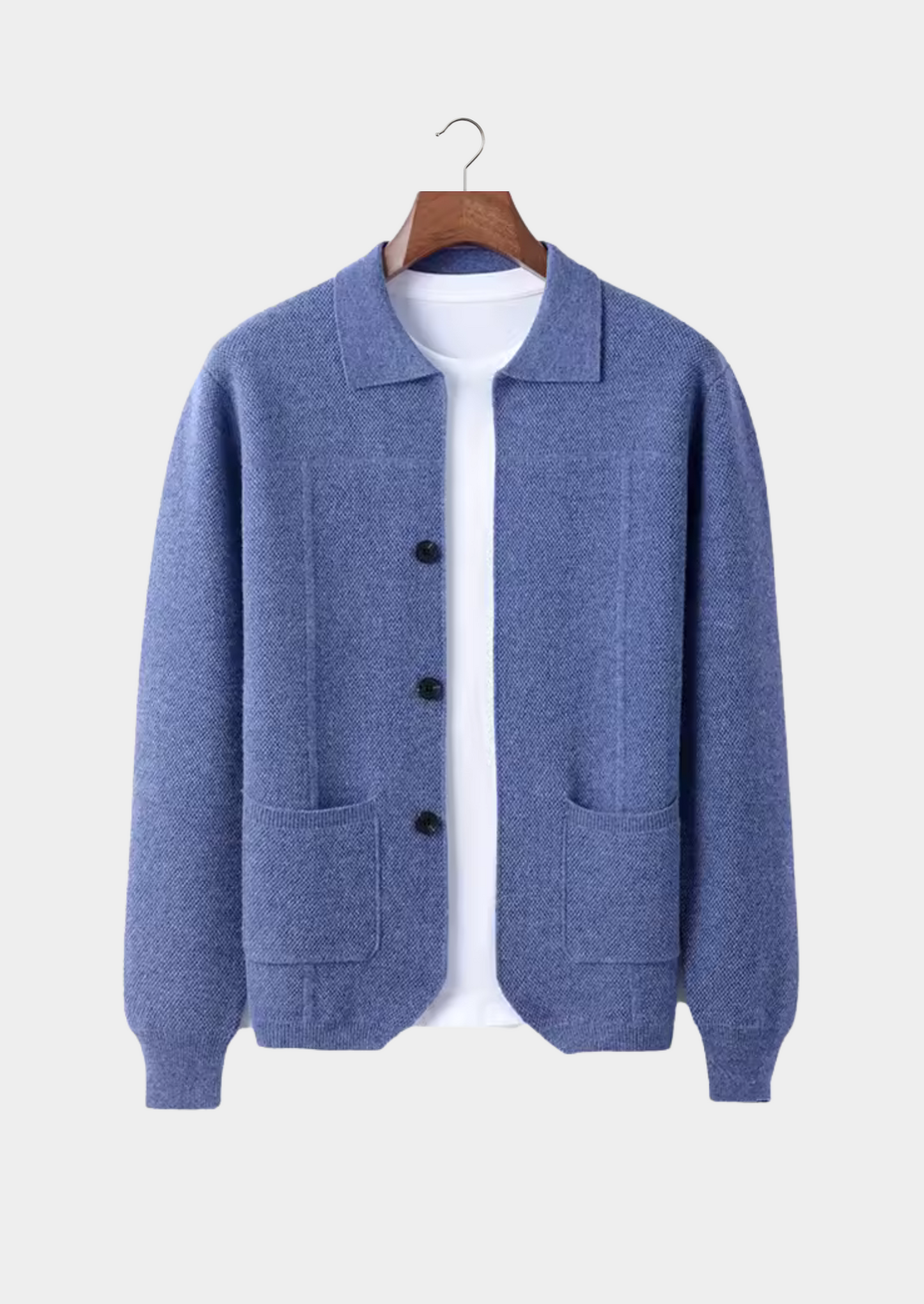 Men's Grey Wool Overshirt Extra-Fine Merino 6