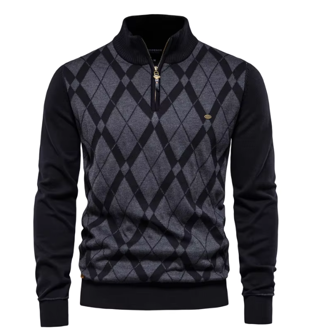 Men's Half-Zip Sweater Gray Soft Fabric 1