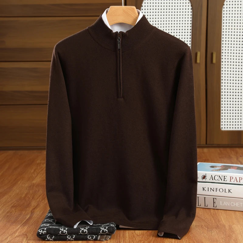 Men's Half-Zip Sweater Grey Merino Wool 6