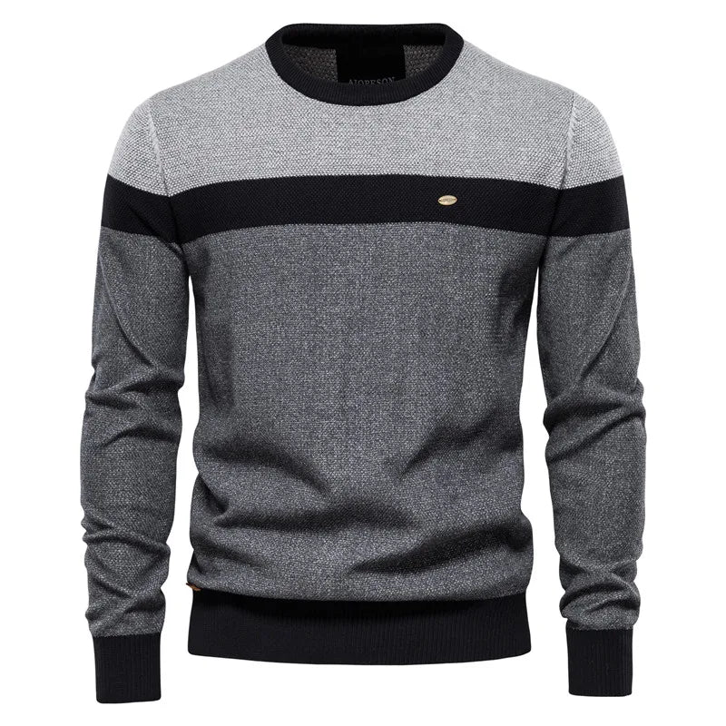 Men's Half Zip Sweater Grey Cotton Blend 3