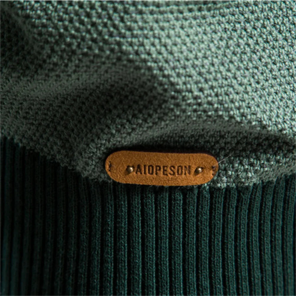Men's Half Zip Sweater Grey Cotton Blend 7