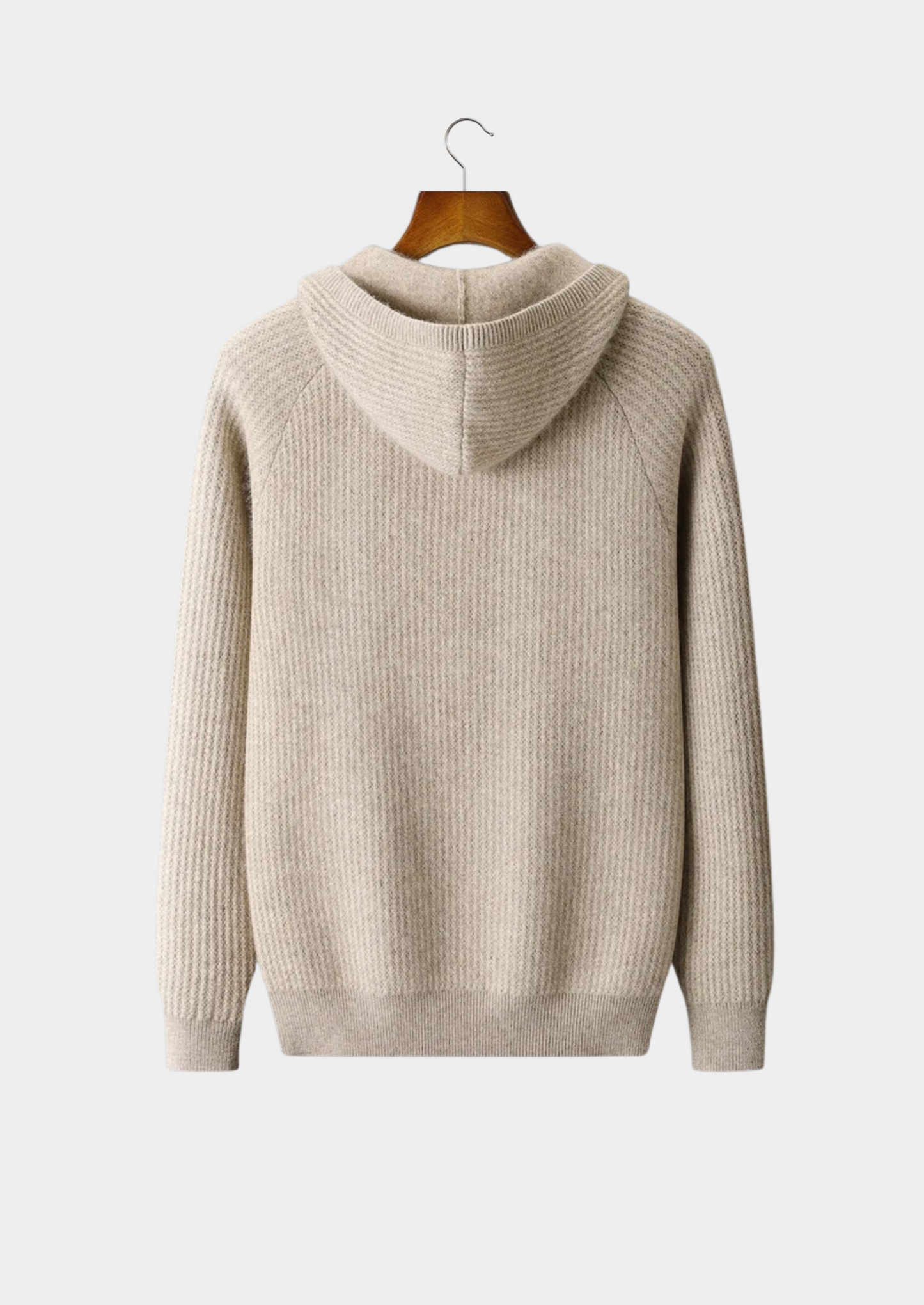 Men's Hoodie Grey Extra-Fine Merino Wool Zipper Sweatshirt 2