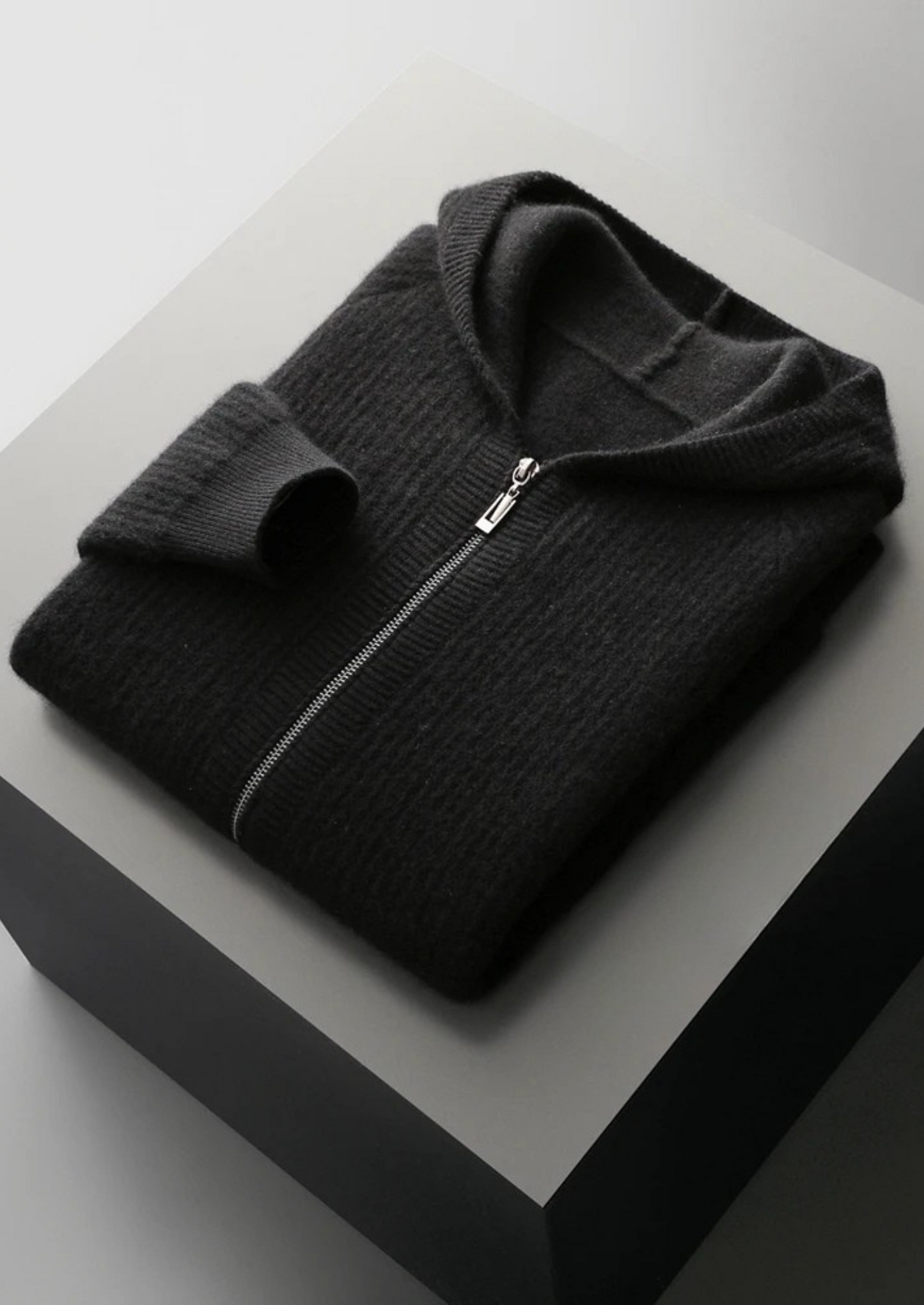 Men's Hoodie Grey Extra-Fine Merino Wool Zipper Sweatshirt 4