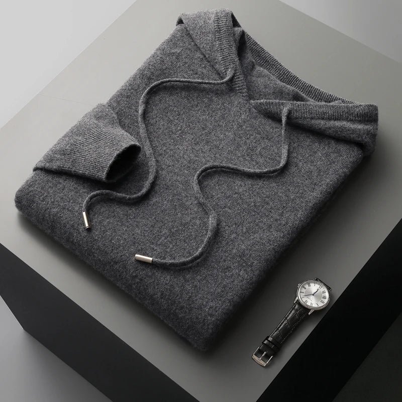 Men's Hoodie Grey Merino Wool