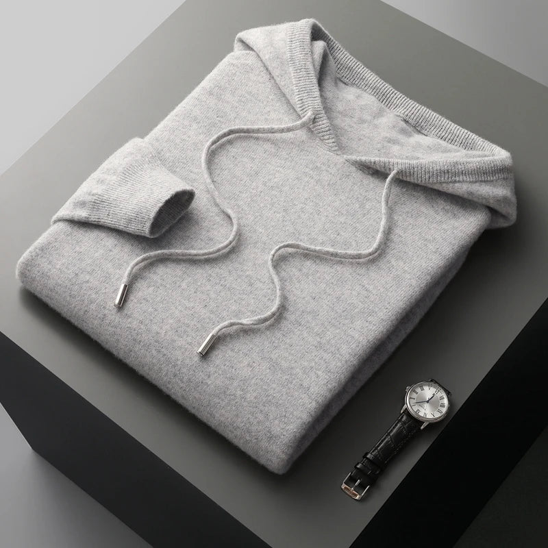 Men's Hoodie Grey Merino Wool