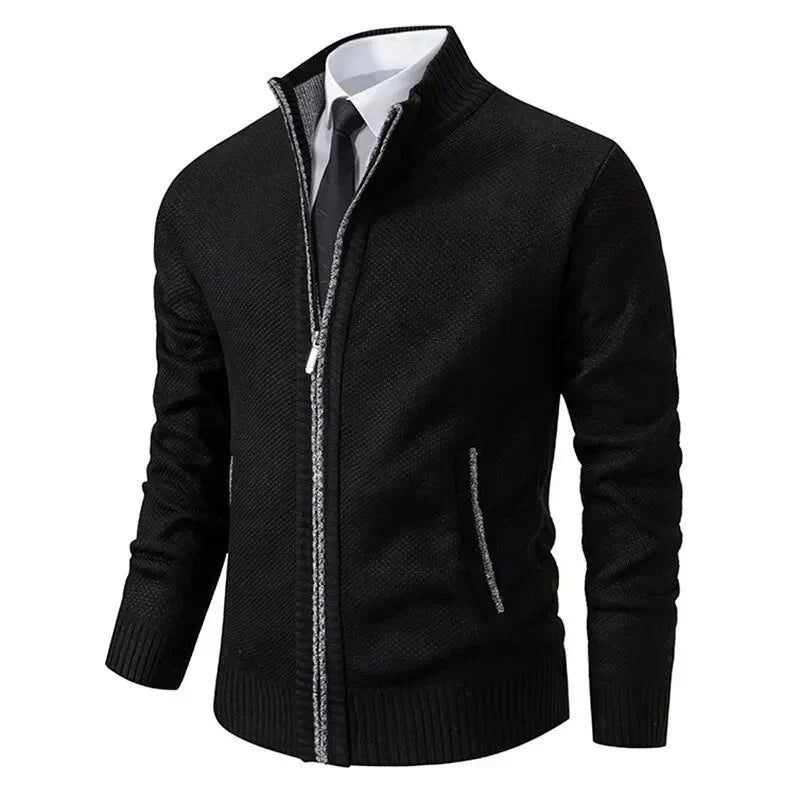 Men's Jacket Black Premium Fabric Zip-Up 2