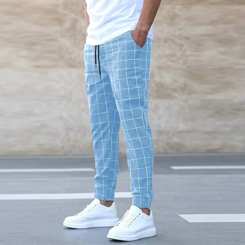 Men's Joggers Gray Plaid Cotton - Best Joggers for Men, Stylish Track Pants for Casual Comfort