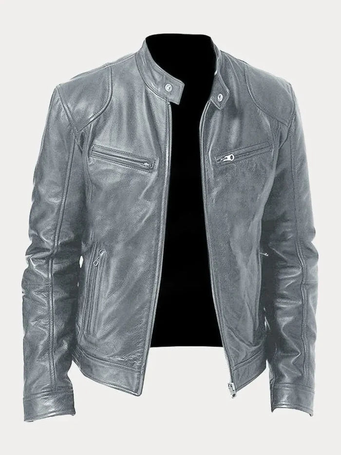 Men's Leather Jacket Black Genuine Leather Casual Bomber Coat 10