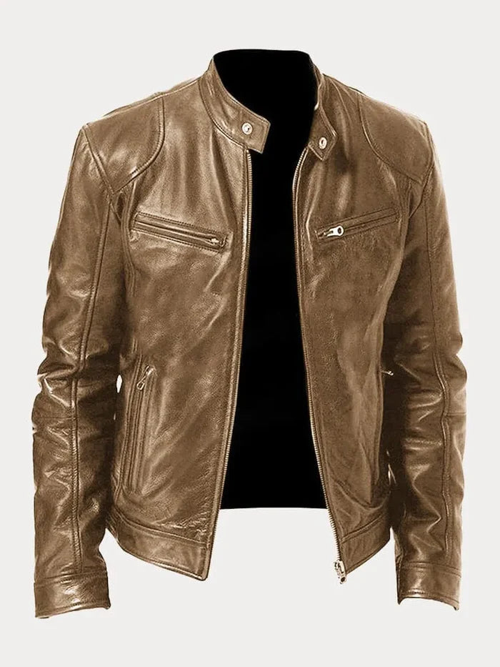 Men's Leather Jacket Black Genuine Leather Casual Bomber Coat 4