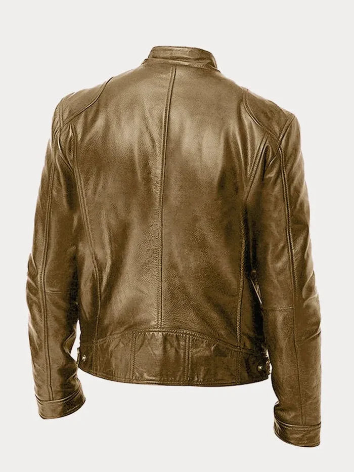 Men's Leather Jacket Black Genuine Leather Casual Bomber Coat 5
