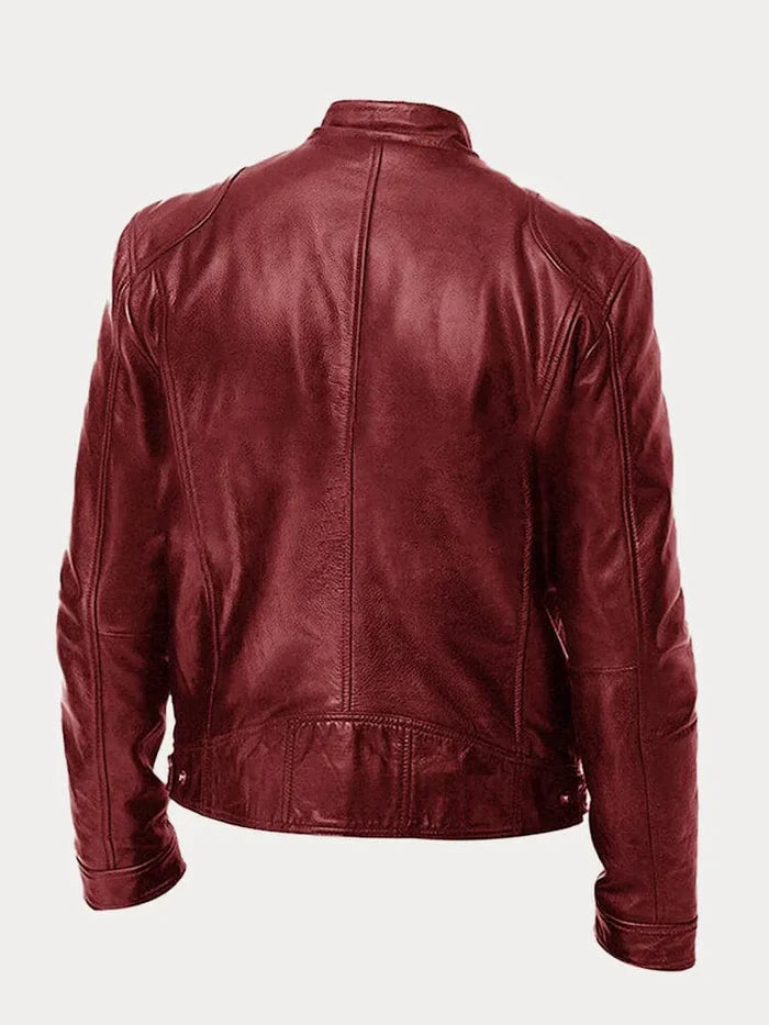 Men's Leather Jacket Black Genuine Leather Casual Bomber Coat 7