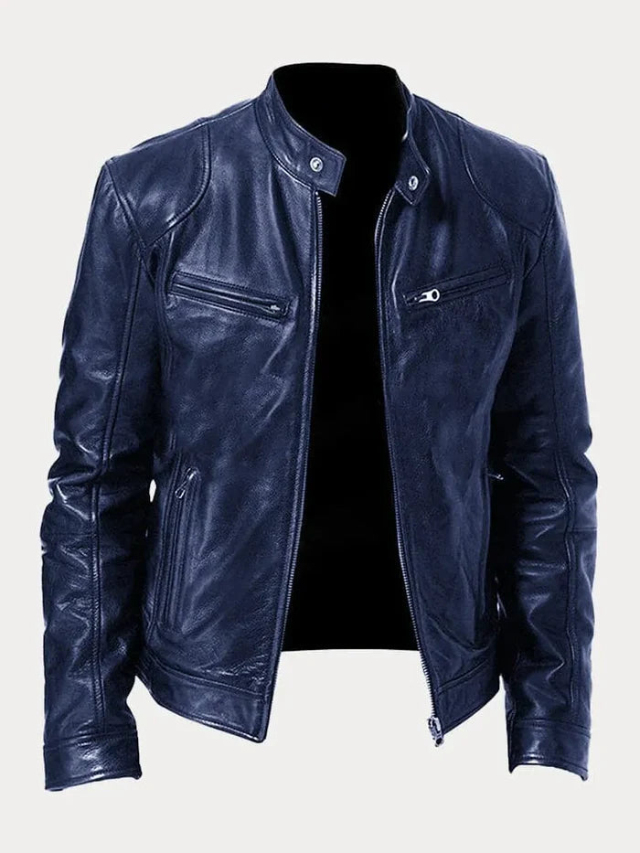 Men's Leather Jacket Black Genuine Leather Casual Bomber Coat 9