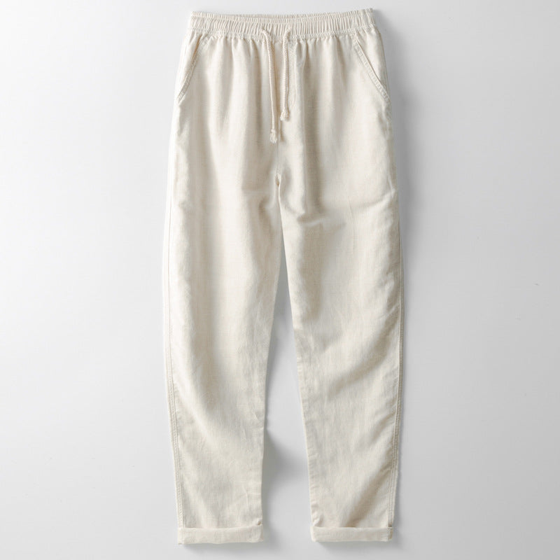 Men's Linen Pants Beige Lightweight Comfortable