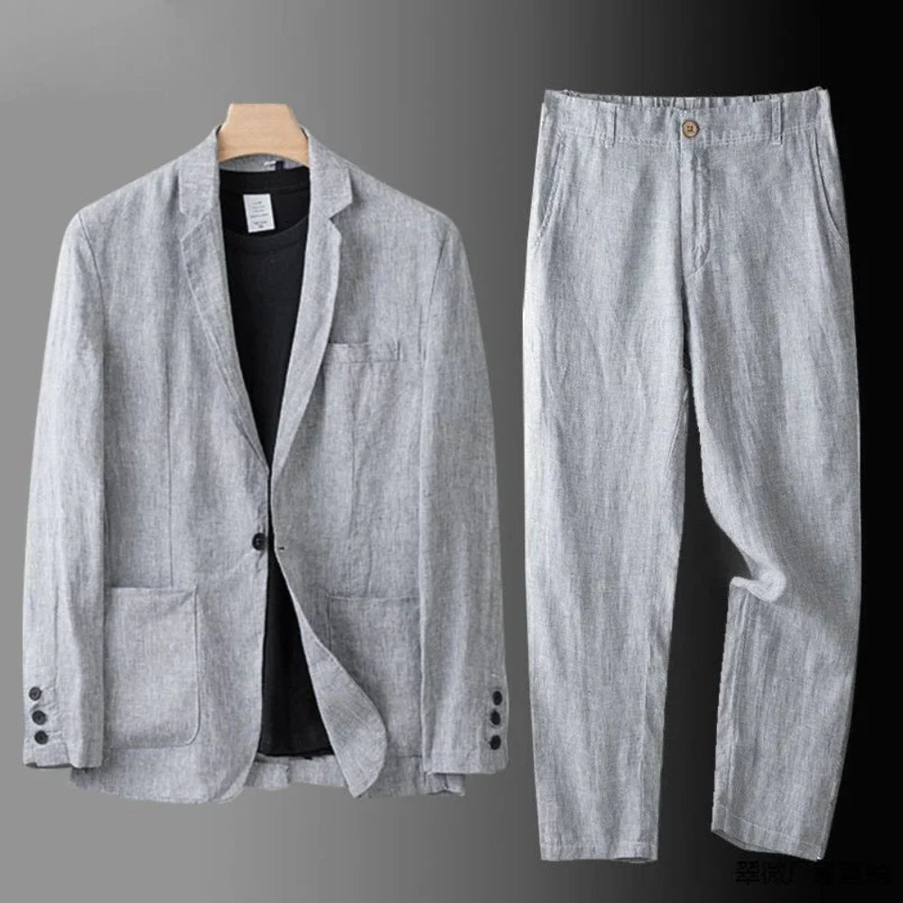 Men's Linen Set Beige 100% Linen