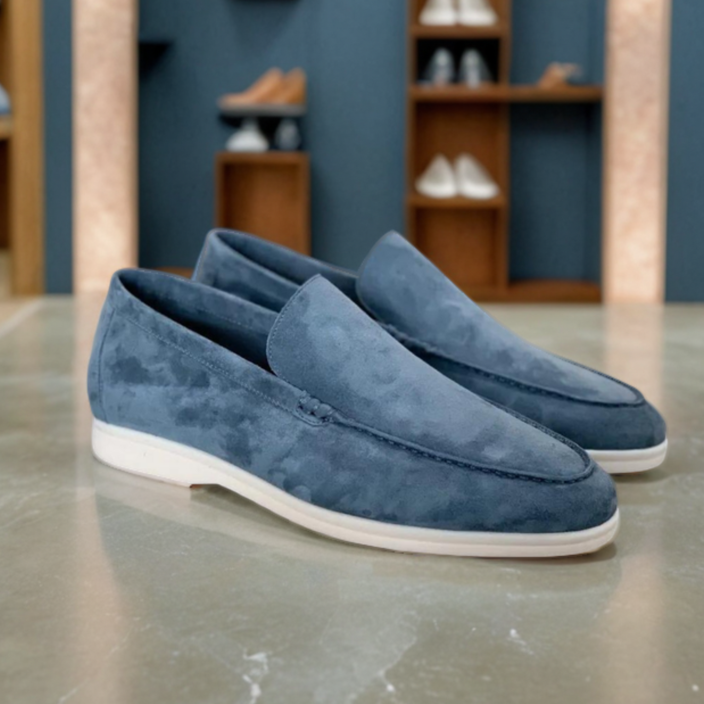 Men's Loafers Black Leather Casual Slip-On Shoes