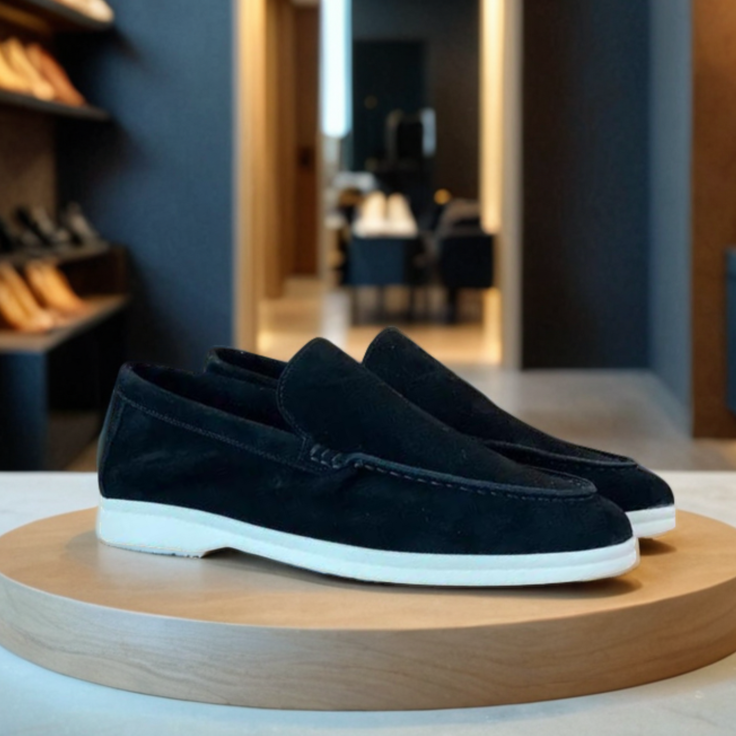 Men's Loafers Black Leather Casual Slip-On Shoes