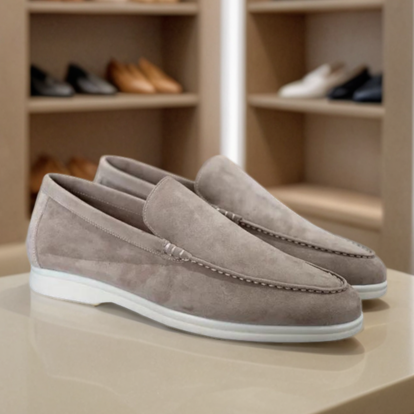 Men's Loafers Black Leather Casual Slip-On Shoes