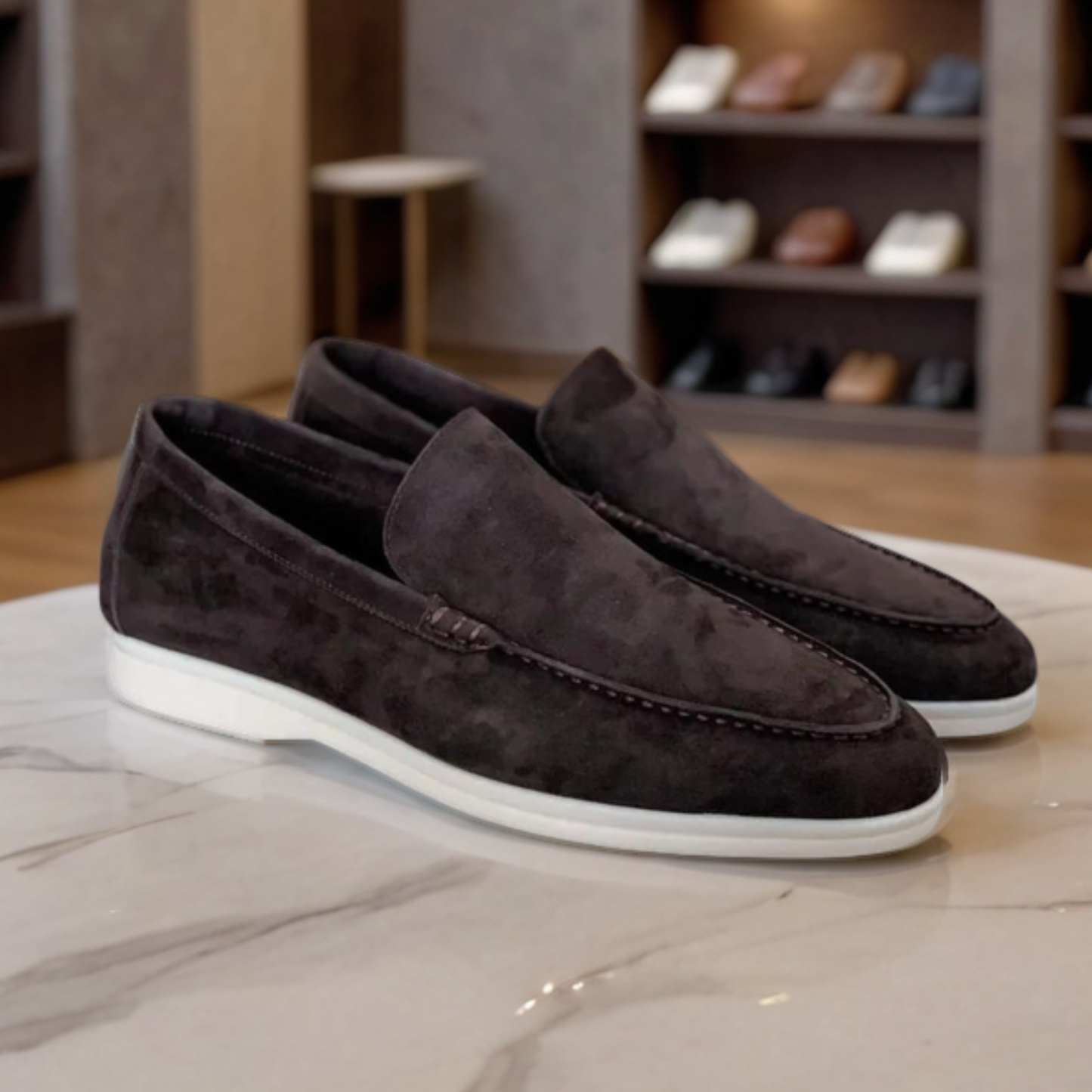 Men's Loafers Black Leather Casual Slip-On Shoes