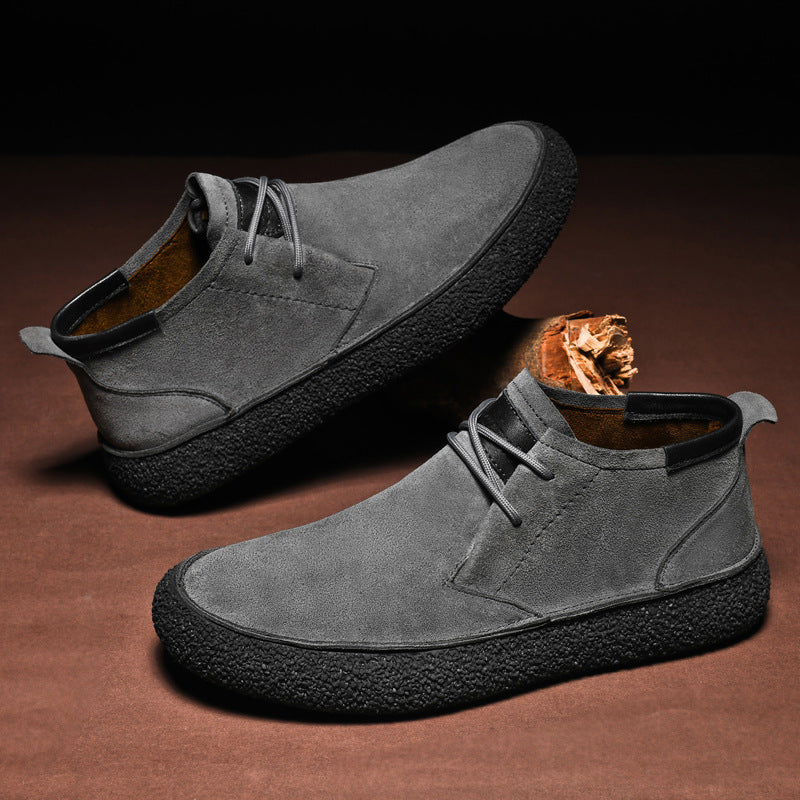 Men's Loafers Black Leather Mid-Top