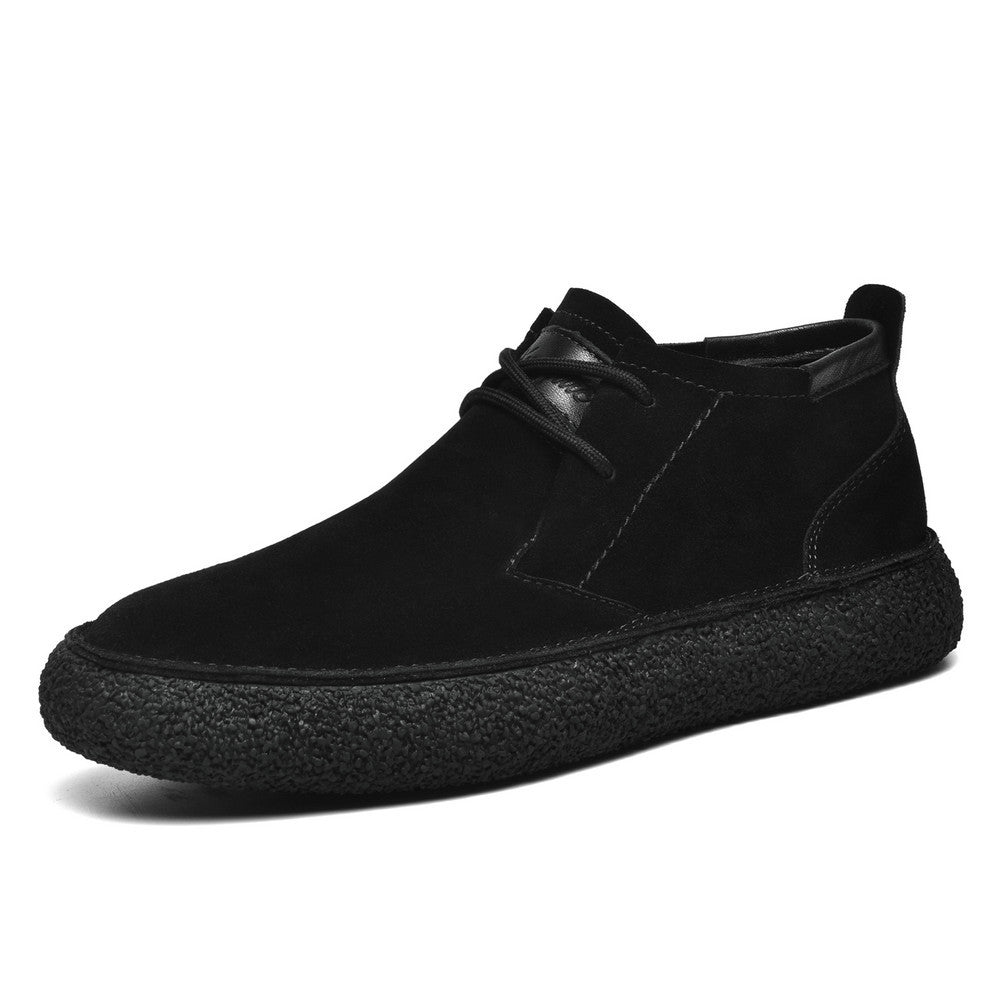 Men's Loafers Black Leather Mid-Top