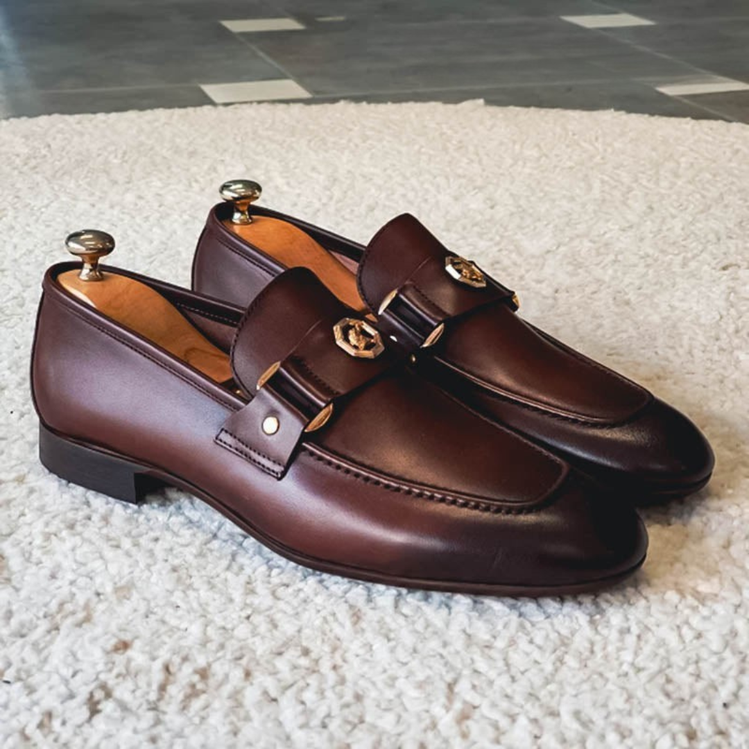Men's Loafers Black Leather Slip-On Shoes